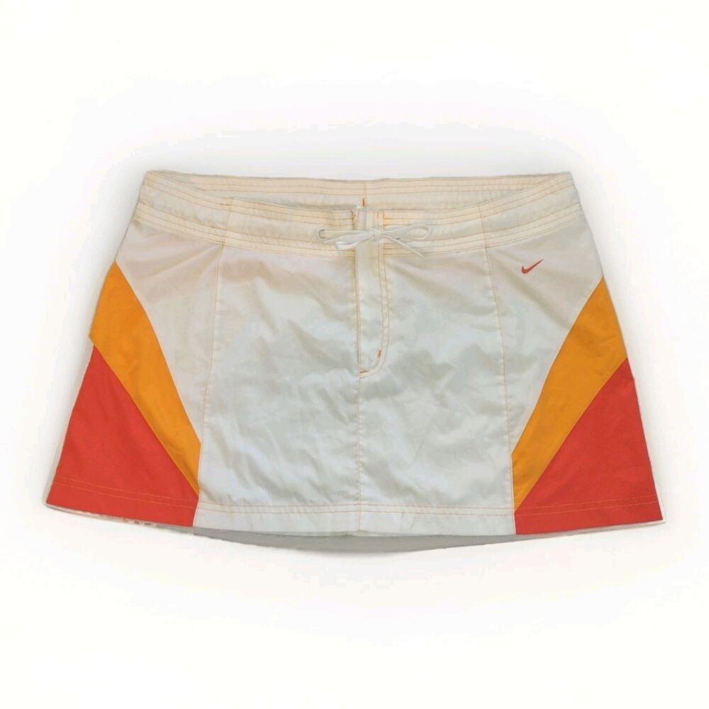 Vintage Nike Skirt Womens Large (12-14) White Color Block Silver Tag Tennis Y2K